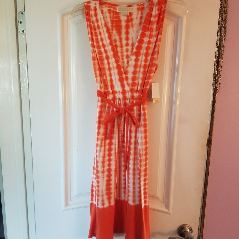 Michael Kors Orange & White Jersey Dress